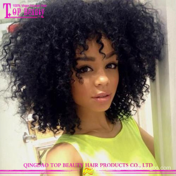 Cheap 100% Human Hair Afro Curly Virgin Indian hair Half Wigs